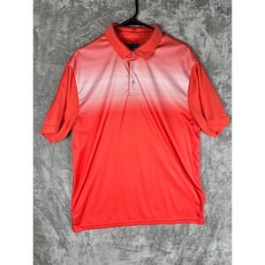 PGA TOUR Men's Coral Golf Polo Shirt Gradient Pattern Performance Size LG